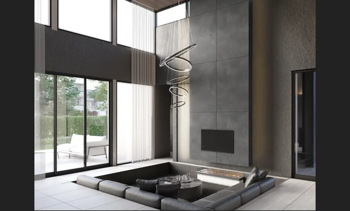 アウトリビングと繋がる開放感溢れるモダンリビング